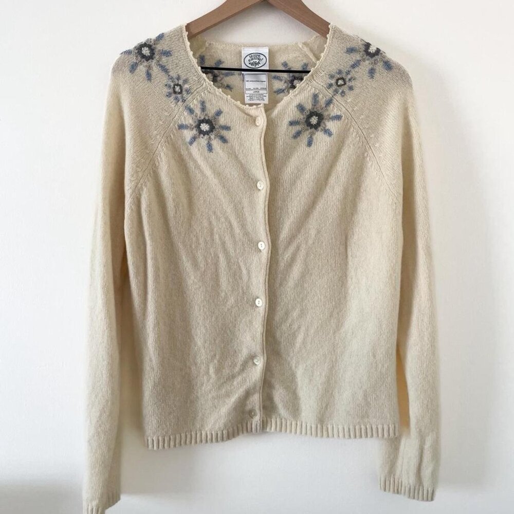 100% Lambswool Laura Ashley Cardigan with Snowflakes